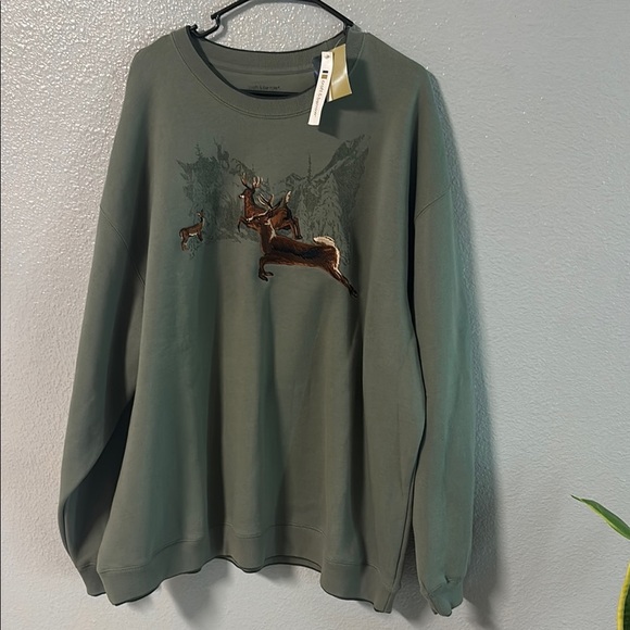 Vintage Croft & Barrow Forest Green Deer Crewneck Sweater - Picture 1 of 12